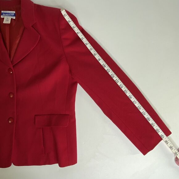 Vtg Pendleton Blazer Womens Sz 12 Red 100% Virgin Wool USA Damaged Craft READ - Picture 9 of 12